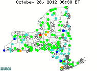 Current streamflow conditions in New York; click to go to a live map