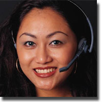 Woman wearing a headset and smiling