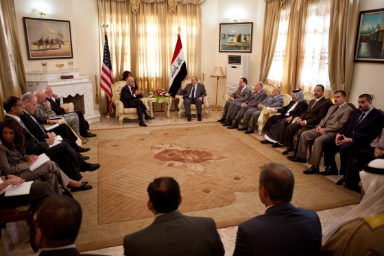Vice President Joe Biden Meets with Ayad Allawi at Iraqi Deputy Prime Minister Issawi's Home in Baghdad, Iraq