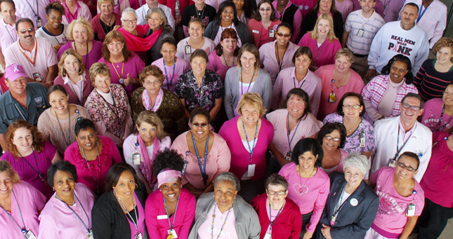 VA employees wearing pink for the event