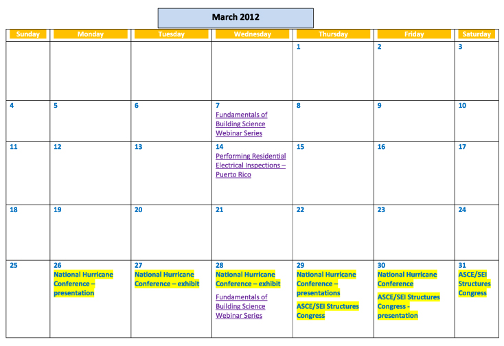 Building Science Activities Schedule