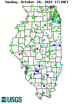 Current streamflow conditions in Illinois; click to go to a larger map.