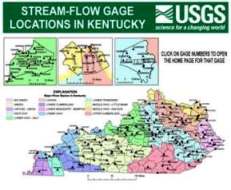 USGS Kentucky stream-flow gage locations map - click for larger image