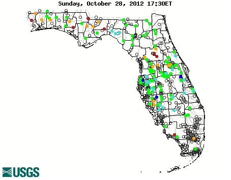 Current Streamwater conditions in Florida; click to go to a live map