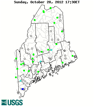 Current streamflow conditions in Maine; click to go to a live map.