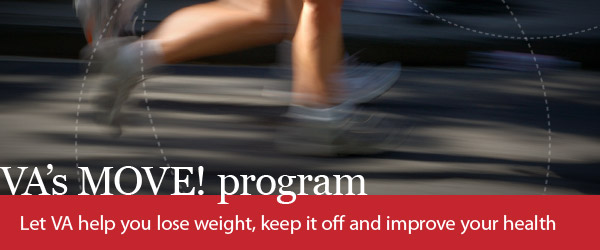 VA's MOVE! program: Let VA help you lose weight, keep it off and improve your health. Image of feet running