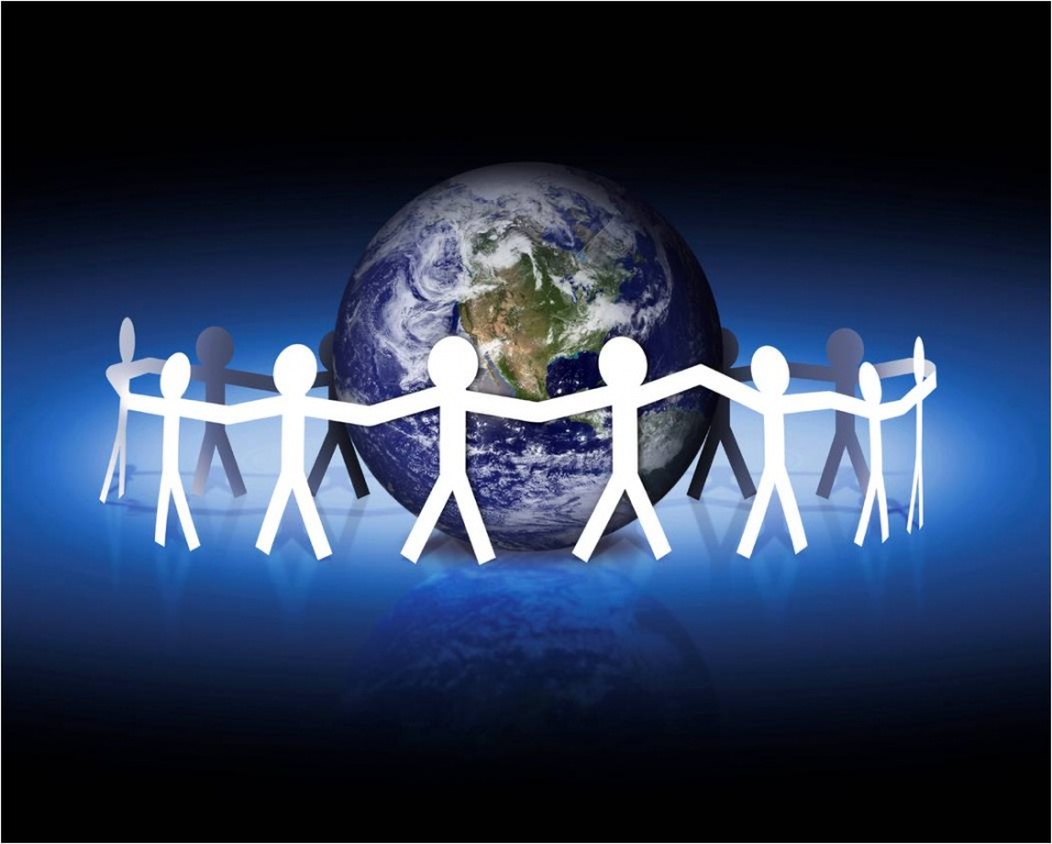 earth with people around it image