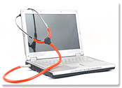 stethescope plugged into laptop computer