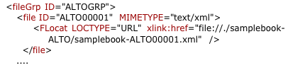 Screenshot of a METS fileGrp element