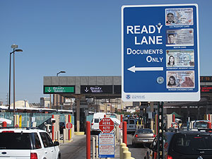 Sign depicting documents accepted in the quot;Ready Lanequot; 