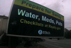 Preparedness safety message on a billboard.