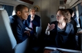 President Obama Talks with Advisor Karen Dunn Aboard Marine One