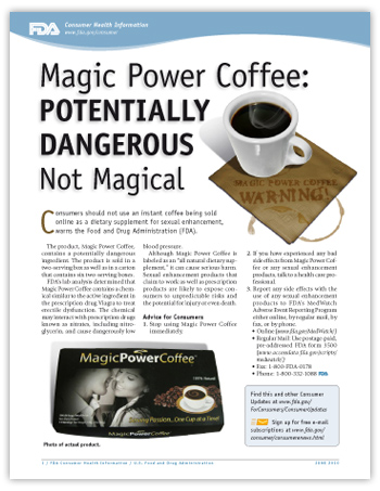 Magic Power Coffee: Potentially Dangerous, Not Magical thumbnail image link to PDF version of Consumer Update