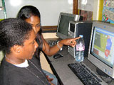 Children working at a computer