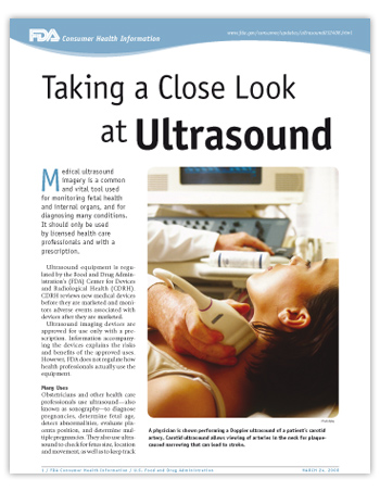 Taking a Closer Look at Ultrasound (JPG) - Image link to PDF version of Consumer Update