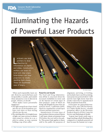PDF of this article including photo of four pen-sized laser pointers projecting laser beams.