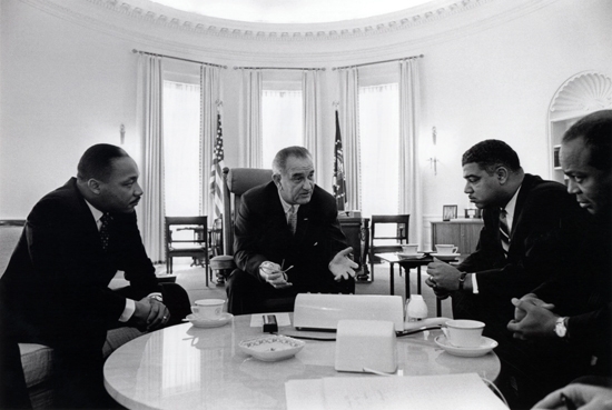 President Lyndon B. Johnson meets with Civil Rights leaders in the Oval Office