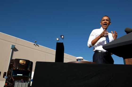 President Barack Obama delivers remarks on energy at UPS Las Vegas South 