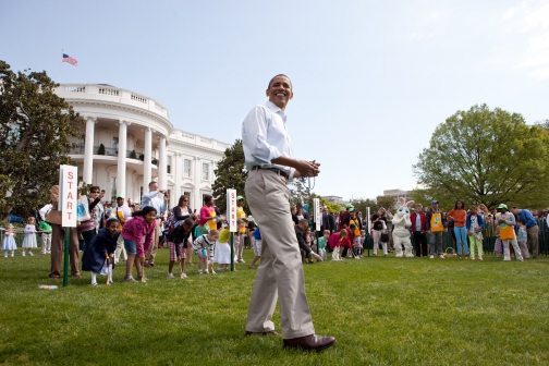 President Barack Obama Reacts To The Crowd