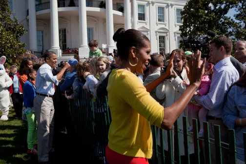 President Barack Obama and First Lady Michelle Obama Greet Guests 