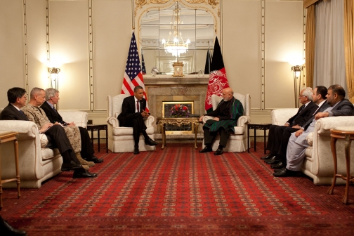 President Barack Obama Participates In A Bilateral Meeting With Afghan President Hamid Karzai