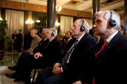 Senators Jack Reed And Carl Levin Listen