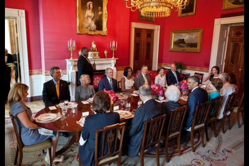 President Barack Obama and First Lady Michelle Obama host a lunch for members of the Bush family
