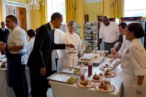 President Barack Obama Samples a Baked Zucchini Fry at the Epicurious Kids’ State Dinner 