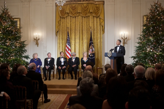 President Barack Obama delivers remarks during the 2011 Kennedy Center Honors reception