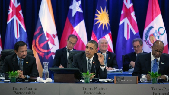 President Barack Obama meets with the Trans-Pacific Partnership at the APEC 