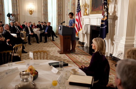 First Lady Michelle Obama delivers remarks to governors attending the National Governors Association’s meeting