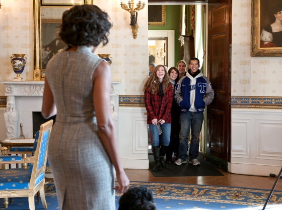 First Lady Michelle Obama Surprises White House Visitors