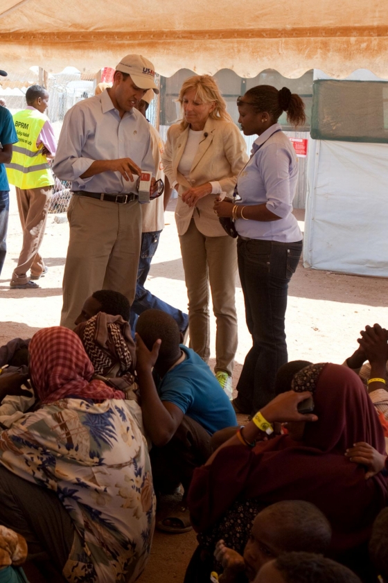 Dr. Jill Biden Talks With USAID Administrator Dr. Raj Shah at Dagahaley Refugee Camp