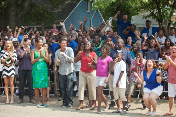 First Lady Michelle Obama with the "Extreme Makeover Home Edition" Team