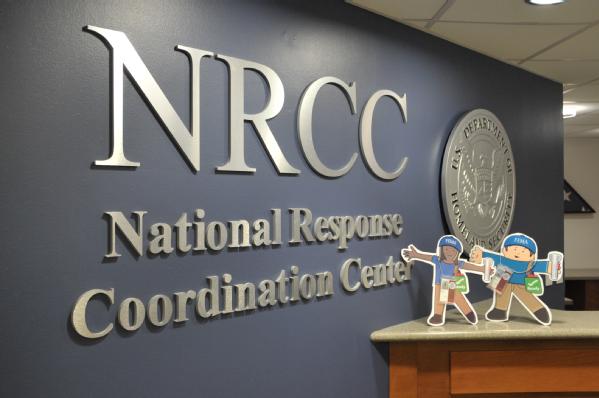 Washington, D.C., June 27, 2012 -- Flat Stanley and Flat Stella tour the National Response Coordination Center at FEMA Headquarters in Washington, D.C. FEMA Photo