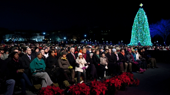 The First Family Listens to the Christmas Tree Lighting Program