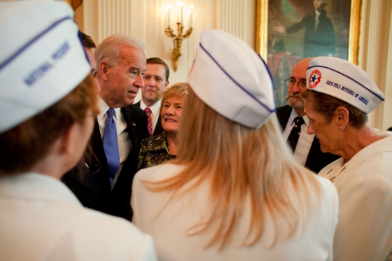 Vice President Biden Greets Veterans at the White House