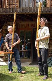 Dušan Holik and Bob Rychlik playing fujara