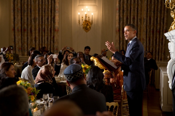 President Barack Obama delivers remarks during the Iftar Dinner, Aug. 10, 2012