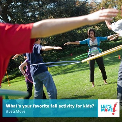 Photo: Tell us your favorite fall activity to get kids moving, and then check out http://LetsMove.gov where we'll be highlighting some of our favorites.