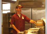 Fred, who is blind working in the Kitchen at the VA SORCC