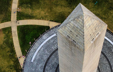 The Washington Monument, as seen from a helicopter