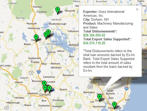 CLICK ON MAP BELOW TO SEE HOW EXPORT-IMPORT BANK HELPS BUSINESSES IN NEW HAMPSHIRE