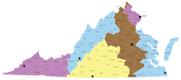 Map of Virginia, USA