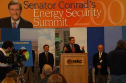 Senator Conrad unveils his plan to convene an Energy Security Summit on March 22, at the Energy and Environmental Research Center at the University of North Dakota in Grand Forks.