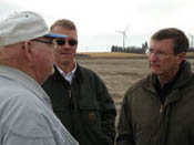 Senator Conrad discussing wind energy with North Dakotans