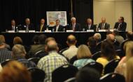 A panel of Kansas farmers and ranchers discuss the Farm Bill at a Field Hearing in Wichita, Kansas in August 2011