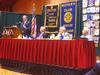 Pryor discusses job creation and the economy with members of the Rogers Rotary Club.