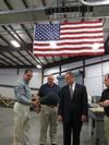 Pryor discusses economic development with executives at AirTech Supply Inc., a sheet metal company that supports the aerospace industry