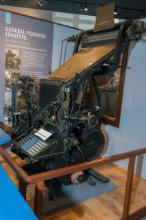 Photo: This linotype machine was used by General Pershing during World War I where it was installed in a truck, creating a mobile print shop to produce essential war reports, maps, charts, and other materials.